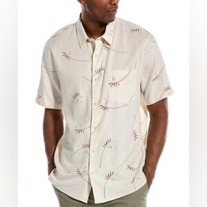 VInce Men's Willow Leaf Short Sleeve Shirt, Medium